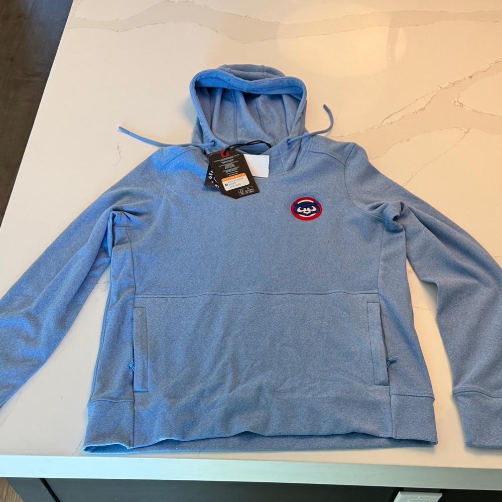 Antigua Light Blue Hoodie with Embroidered Chicago Cubs Logo